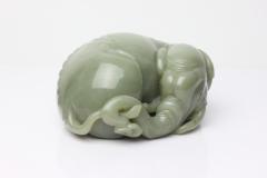 Chinese Carved Jade Elephant with its Head Turned Caressing its Tail China - 4417928