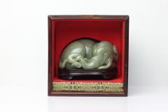 Chinese Carved Jade Elephant with its Head Turned Caressing its Tail China - 4417933
