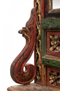 Chinese Carved Painted Wood Dressing Table Vanity Mirror with Gilt Highlights - 4667799