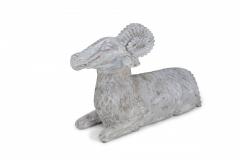 Chinese Carved Whitewashed Wooden Ram Statue - 4520046