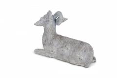 Chinese Carved Whitewashed Wooden Ram Statue - 4520048