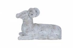 Chinese Carved Whitewashed Wooden Ram Statue - 4520069