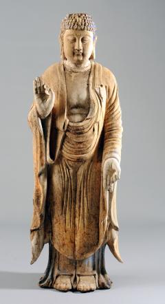 Chinese Carved Wood Teaching Buddha in Ming Style - 1220592