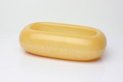 Chinese Carved Yellow Jade Brush Washer on Wood Stand China - 4417914