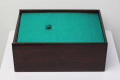 Chinese Carved Yellow Jade Brush Washer on Wood Stand China - 4417921