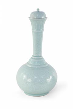 Chinese Celadon Lidded Porcelain Vase - 4529327