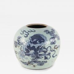 Chinese Celadon and Blue Dragon Motif Porcelain Vase - 4716967