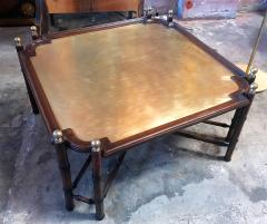 Chinese Chippendale Coffee Table in Bamboo and Brass Italy 1970s - 703104