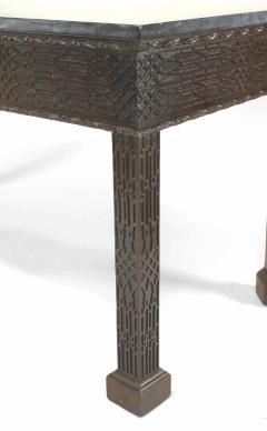 Chinese Chippendale Mahogany Green Marble Console Table - 1428845