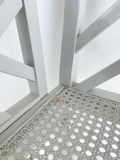 Chinese Chippendale Pagoda Lattice Back White Painted Armchair with Caned Seat - 4416505