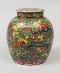 Chinese Clobbered Vase and Lid Circa 1800 - 267301