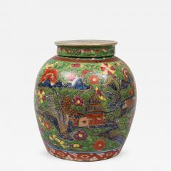 Chinese Clobbered Vase and Lid Circa 1800 - 267877