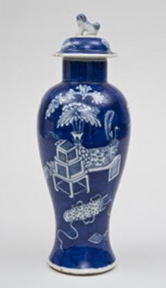Chinese Cobalt Blue Baluster Vase Lid Circa 1890 - 267223