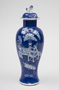 Chinese Cobalt Blue Baluster Vase Lid Circa 1890 - 267226