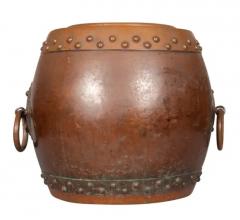 Chinese Copper And Bronze Barrel Form Planter - 4137083