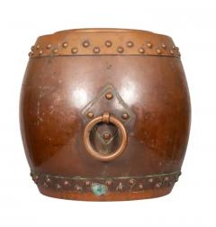 Chinese Copper And Bronze Barrel Form Planter - 4137084