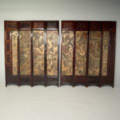 Chinese Coromandel Screen 18th Century Rosewood Painted Figural Geese - 3445847