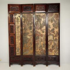 Chinese Coromandel Screen 18th Century Rosewood Painted Figural Geese - 3445849