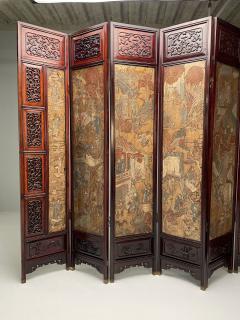 Chinese Coromandel Screen 18th Century Rosewood Painted Figural Geese - 3445854