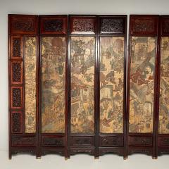 Chinese Coromandel Screen 18th Century Rosewood Painted Figural Geese - 3445855