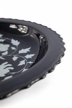 Chinese Dark Blue and White Peony Flower Design Scalloped Porcelain Bowl - 4408524