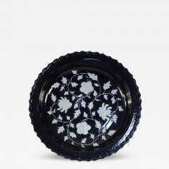 Chinese Dark Blue and White Peony Flower Design Scalloped Porcelain Bowl - 4412487