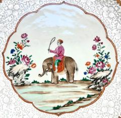 Chinese Export Anglo Indian Market Elephant Mahout Chargers Pair circa 1760 - 2840247