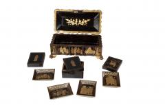 Chinese Export Black Lacquer Game Box - 4298680
