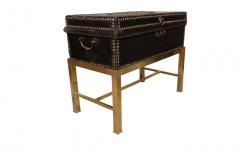 Chinese Export Black Leather Box on Stand - 3768211