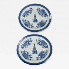 Chinese Export Blue Fitzhugh Platters from the Cabot Perkins Service - 3090888