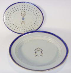 Chinese Export Chop Platter and Strainer Rare Unused Marriage Armorial - 2146722