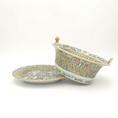 Chinese Export Famille Rose Chestnut Basket on Stand circa 1880 - 4142750
