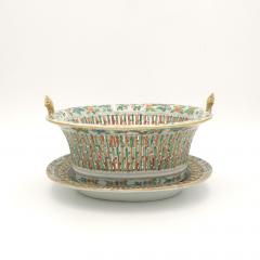 Chinese Export Famille Rose Chestnut Basket on Stand circa 1880 - 4142754
