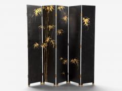 Chinese Export Jappanned Screen Crackle Lacquer Gilt Brass China 1960s - 4686101
