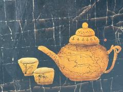 Chinese Export Jappanned Screen Crackle Lacquer Gilt Brass China 1960s - 4686105