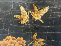Chinese Export Jappanned Screen Crackle Lacquer Gilt Brass China 1960s - 4686106