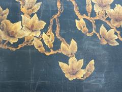 Chinese Export Jappanned Screen Crackle Lacquer Gilt Brass China 1960s - 4686108