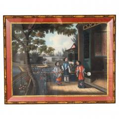 Chinese Export Oil On Canvas Of Court Scene - 4611748