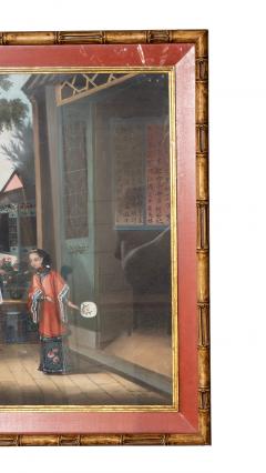 Chinese Export Oil On Canvas Of Court Scene - 4611752