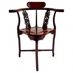Chinese Export Oriental Hand Carved Rosewood Corner Chair - 3461178