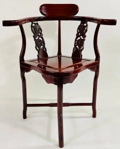 Chinese Export Oriental Hand Carved Rosewood Corner Chair - 3461180