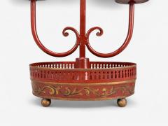 Chinese Export Painted Metal Brass Red Japanned Table Lamp 20th C  - 4340650