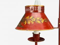 Chinese Export Painted Metal Brass Red Japanned Table Lamp 20th C  - 4340652