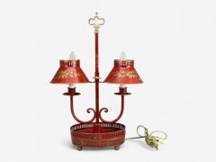 Chinese Export Painted Metal Brass Red Japanned Table Lamp 20th C  - 4340659