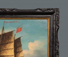 Chinese Export Painting of Ocean Junk in Original Chinese Chippendale Frame - 879587