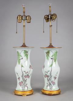 Chinese Export Porcelain Table Lamps with Shades a Pair - 2482232