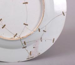 Chinese Export Pseudo Tobacco Leaf Charger with Staple Repairs c 1750 - 4462309