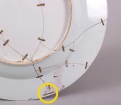 Chinese Export Pseudo Tobacco Leaf Charger with Staple Repairs c 1750 - 4462310