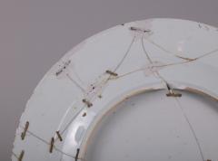 Chinese Export Pseudo Tobacco Leaf Charger with Staple Repairs c 1750 - 4463348