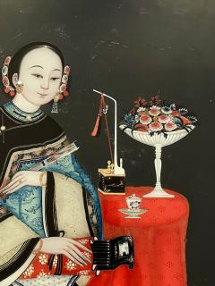 Chinese Export Reverse Glass Portrait Painting of an Opium Maiden circa 1830 - 4126450